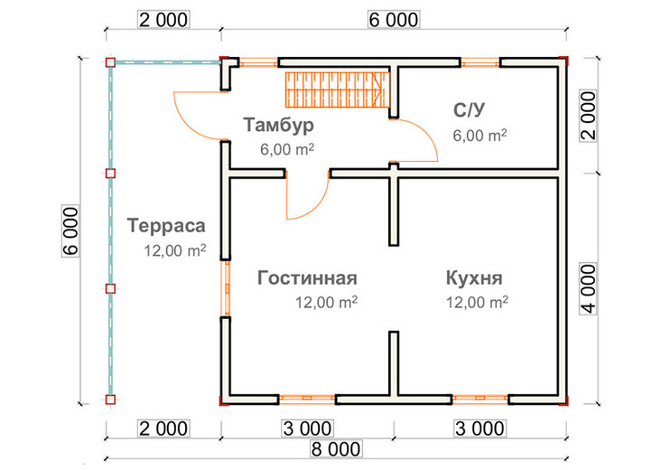 Проект Дедовск - планировка 1 этажа